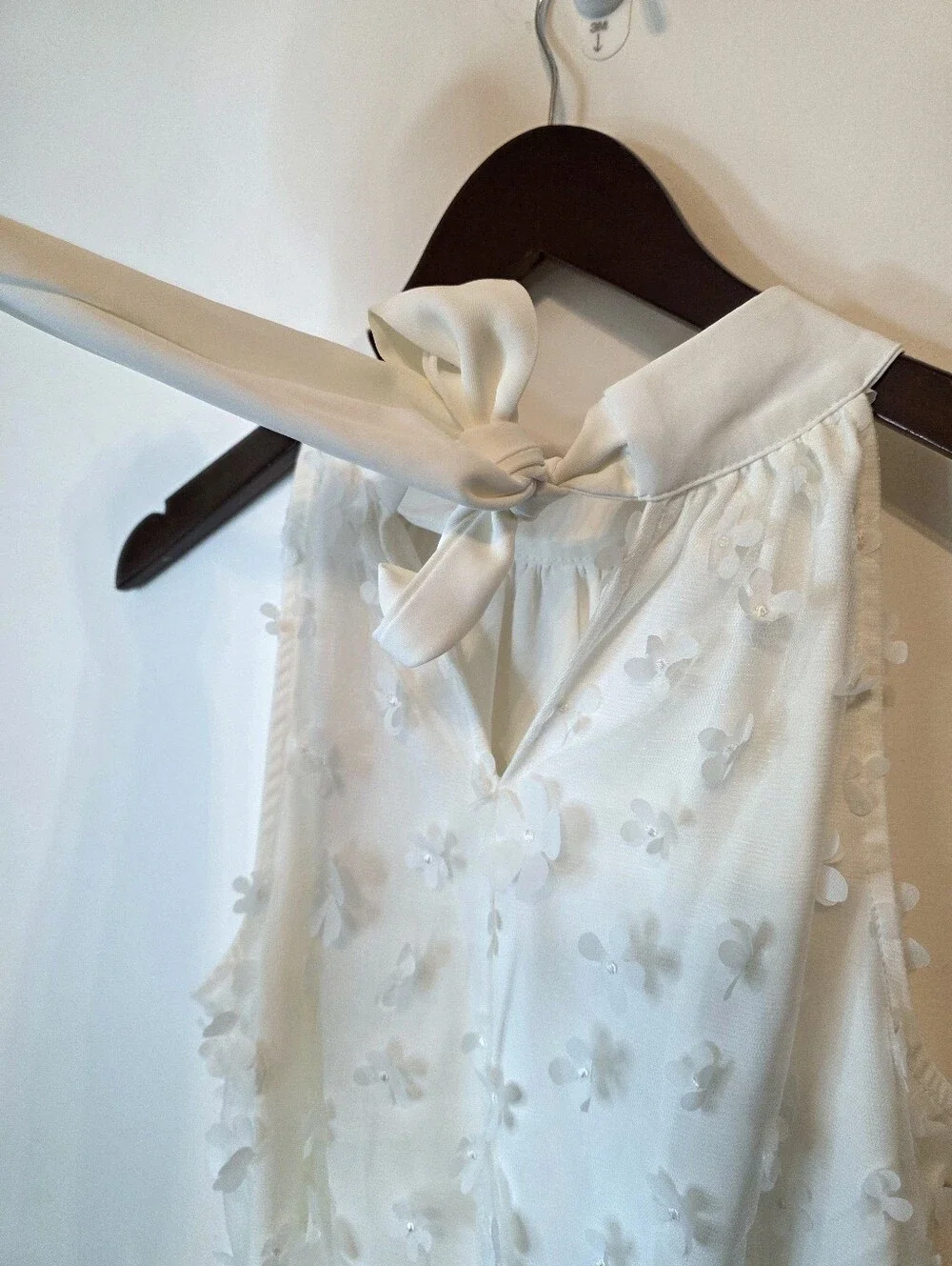 Vimpunec White 3D Floral Halter Swing Dress Size Medium Bridal Bachelorette Boho